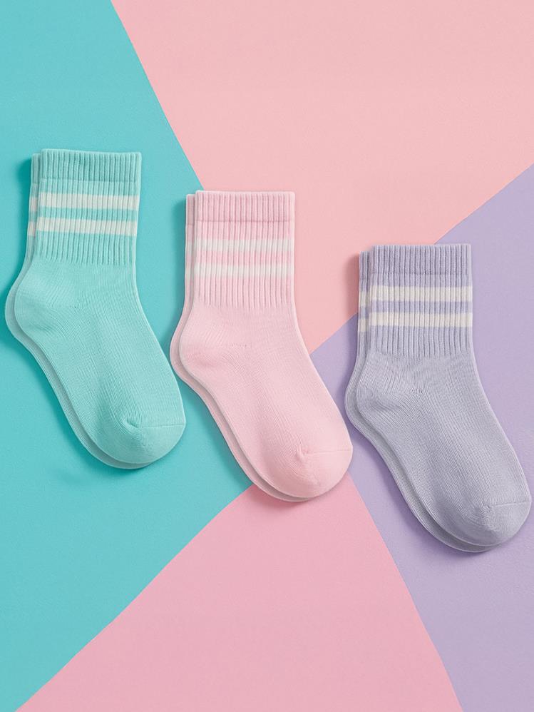 Civil Girls Düz Basic Çizgili 3'lü 2-12 Yaş Kız Soket Çorap