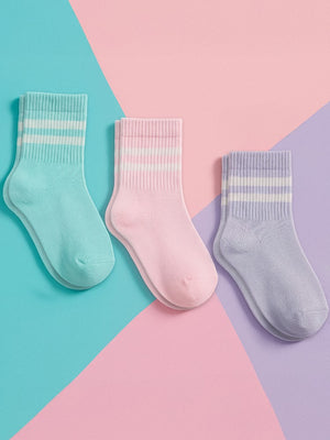 Civil Girls Düz Basic Çizgili 3'lü 2-12 Yaş Kız Soket Çorap