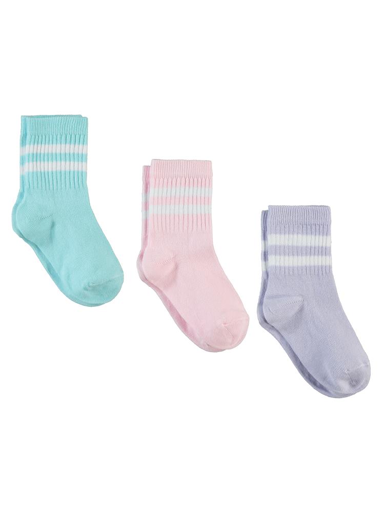 Civil Girls Düz Basic Çizgili 3'lü 2-12 Yaş Kız Soket Çorap