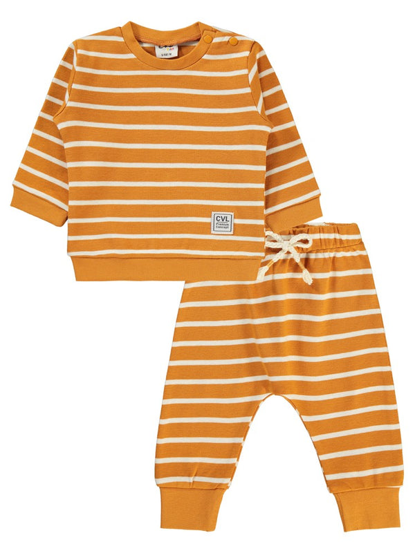 Civil Baby Çizgili 6-18 Ay Takım - Hardal