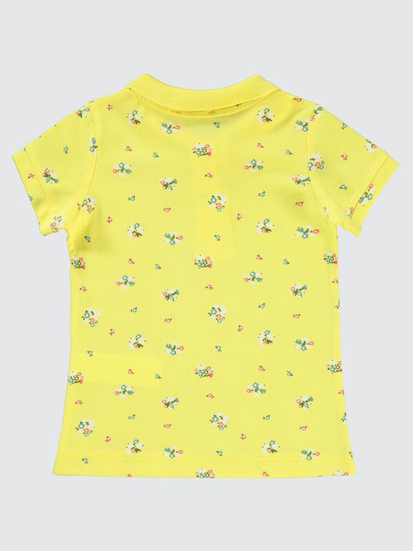 Civil Girls Çiçek Baskılı 2-5 Yaş Tişört - Sarı