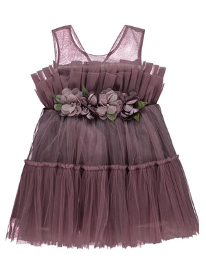 Civil Girls Beli Çiçekli 6-9 Yaş Abiye - Lila