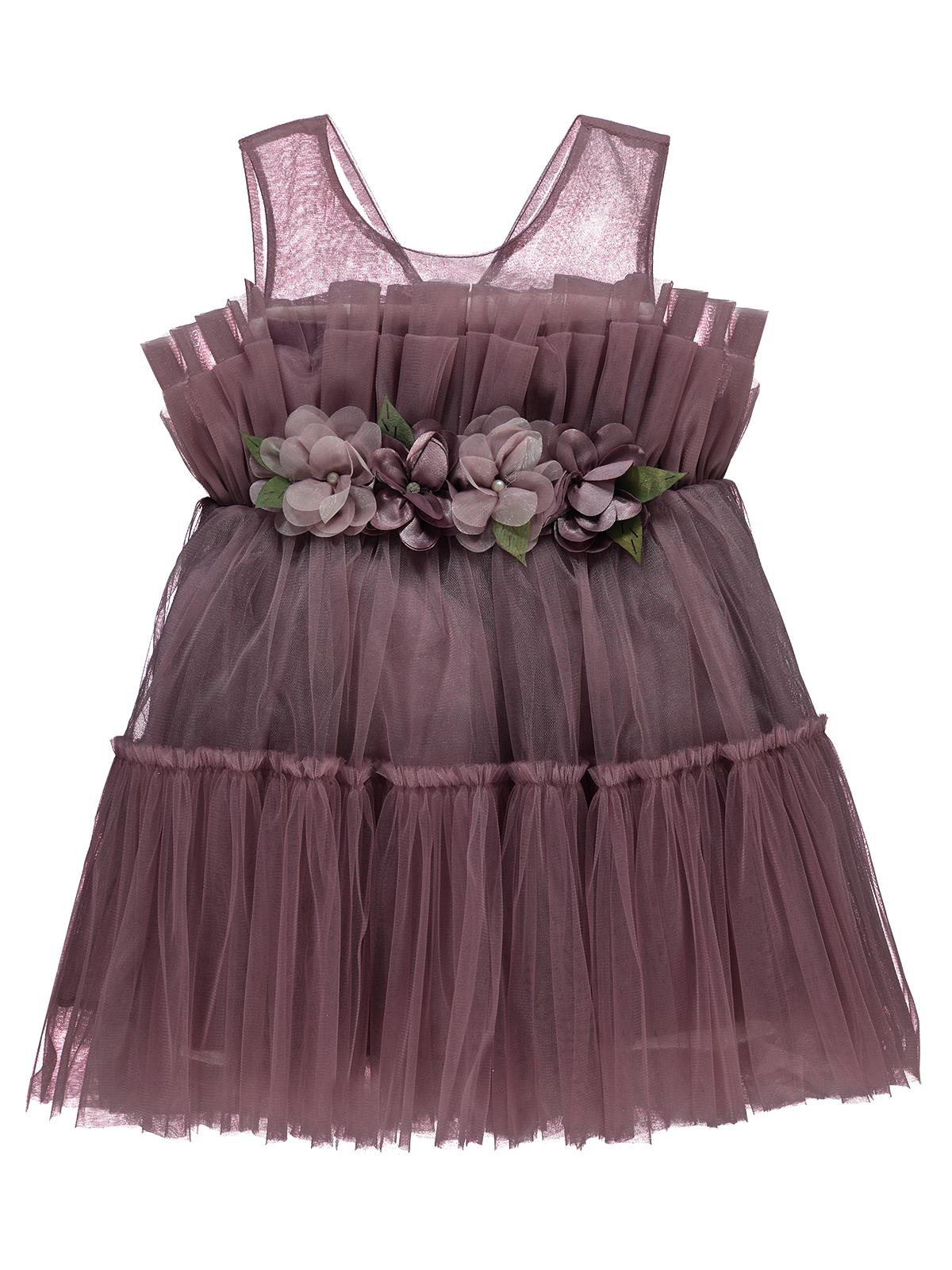 Civil Girls Beli Çiçekli 6-9 Yaş Abiye - Lila