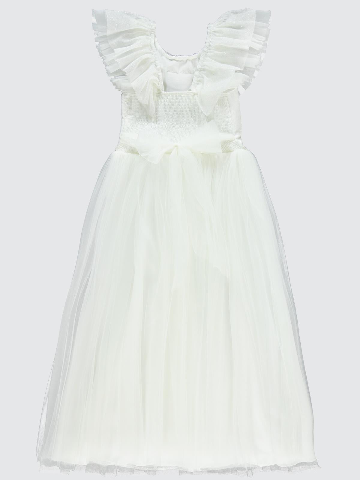 Civil Girls Yakası Tüllü 6-9 Yaş Abiye - Ekru