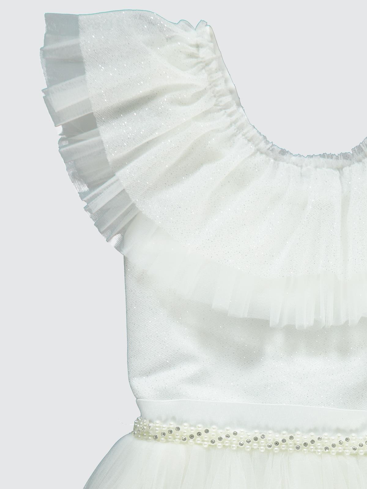 Civil Girls Yakası Tüllü 6-9 Yaş Abiye - Ekru