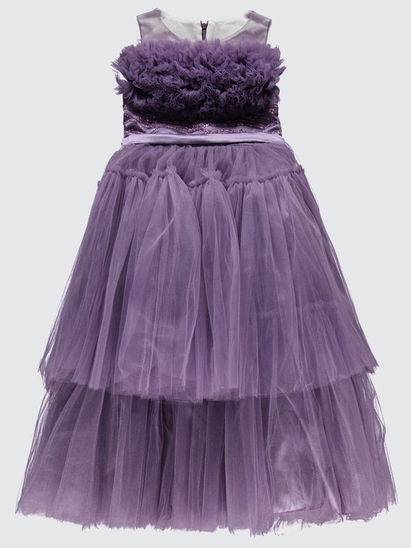 Civil Girls Robası Büzgülü 6-14 Yaş Abiye - Lila