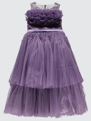 Civil Girls Robası Büzgülü 6-14 Yaş Abiye - Lila