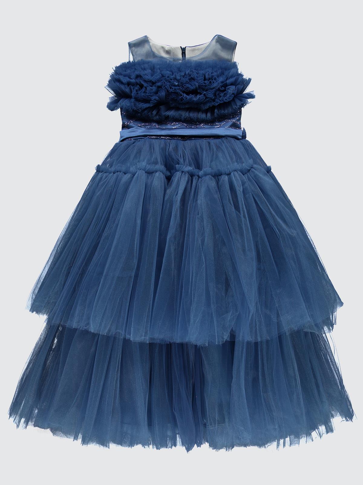 Civil Girls Robası Büzgülü 6-14 Yaş Abiye - Mavi