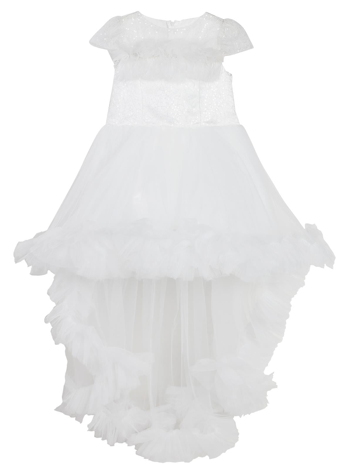 Civil Girls Robası Tüylü Kuyruklu 6-14 Yaş Abiye - Beyaz