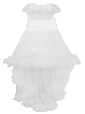 Civil Girls Robası Tüylü Kuyruklu 6-14 Yaş Abiye - Beyaz