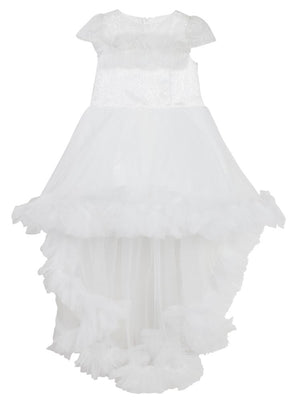 Civil Girls Robası Tüylü Kuyruklu 6-14 Yaş Abiye - Beyaz