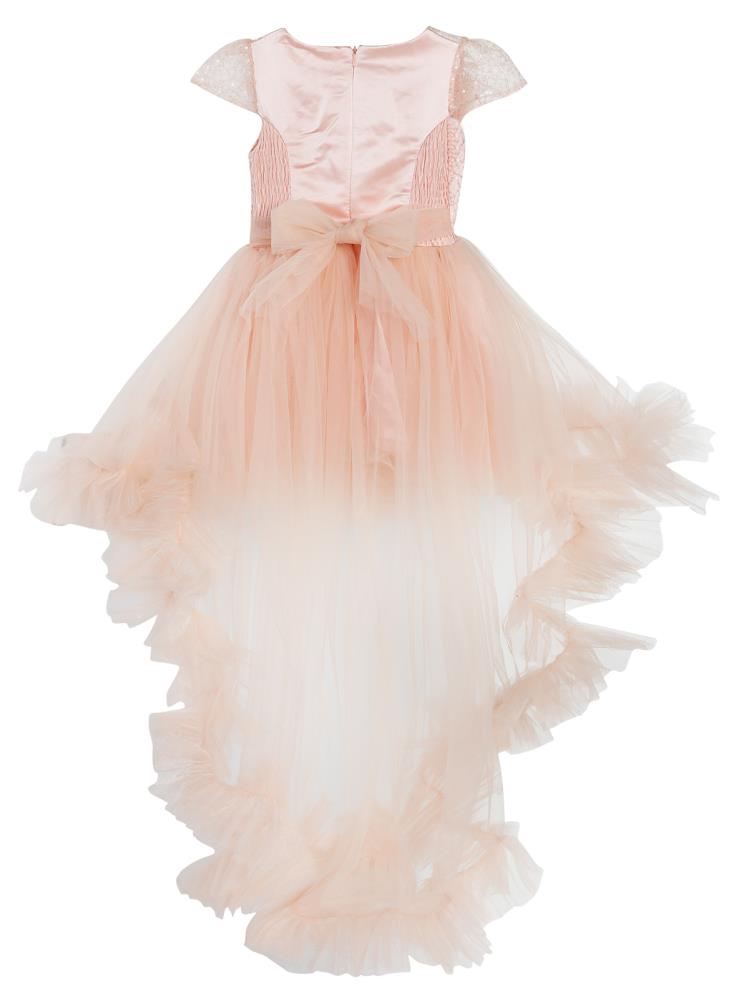 Civil Girls Robası Tüylü Kuyruklu 6-14 Yaş Abiye - Pudra