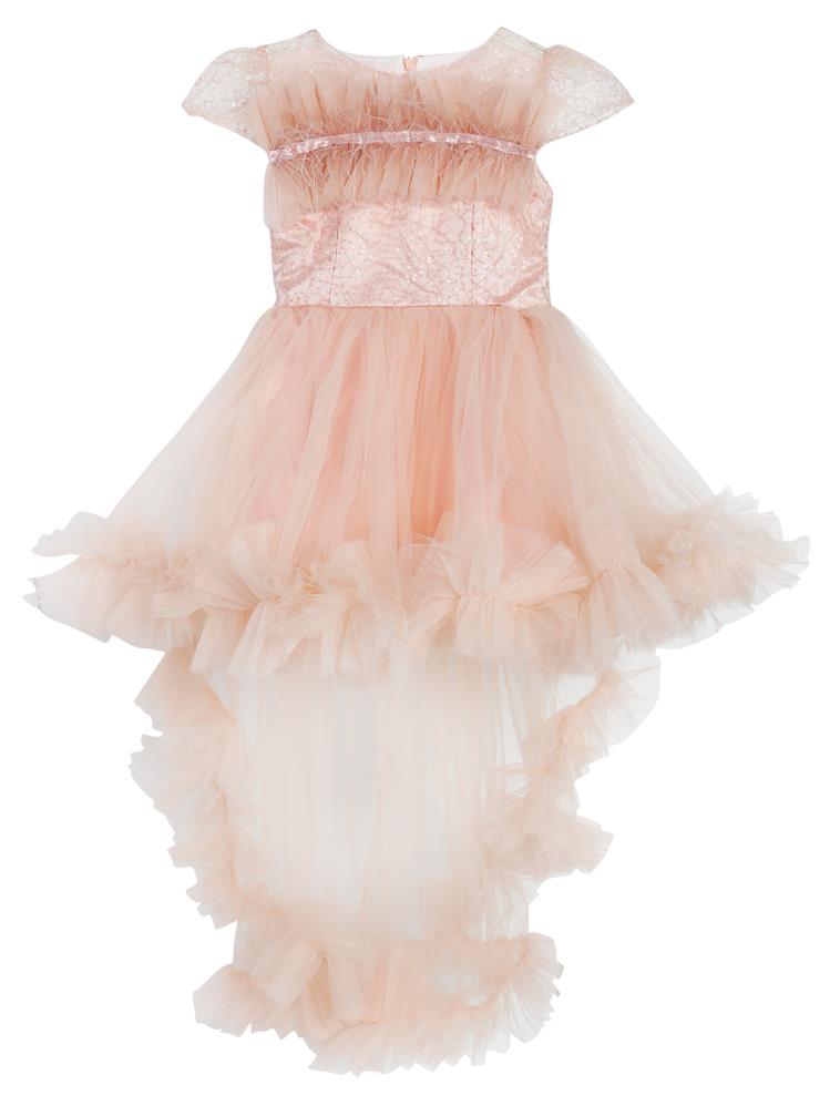 Civil Girls Robası Tüylü Kuyruklu 6-14 Yaş Abiye - Pudra