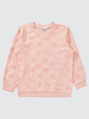 Civil Girls Çiçek Jakarlı 6-9 Yaş Pijama Takımı - Pudra