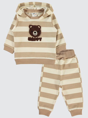Civil Baby Çizgili 6-18 Ay Takım - Kahverengi
