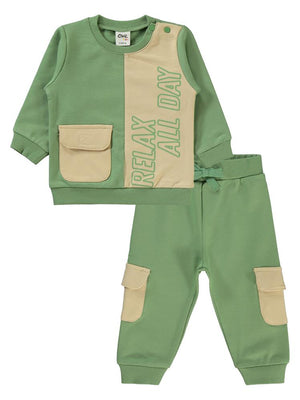 Civil Baby Yazı Baskılı 6-18 Ay Takım - Haki