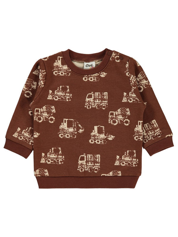 Civil Baby Taşıt Empirmeli 6-18 Ay Sweatshirt - Kahverengi