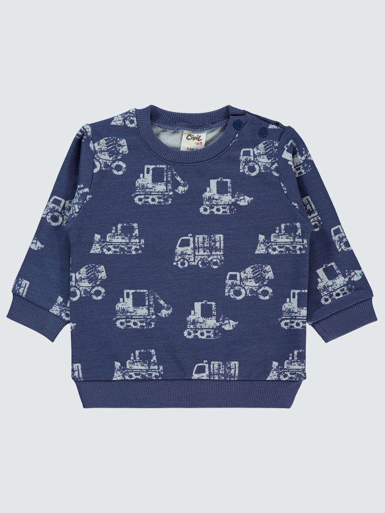 Civil Baby Taşıt Empirmeli 6-18 Ay Sweatshirt - Mavi