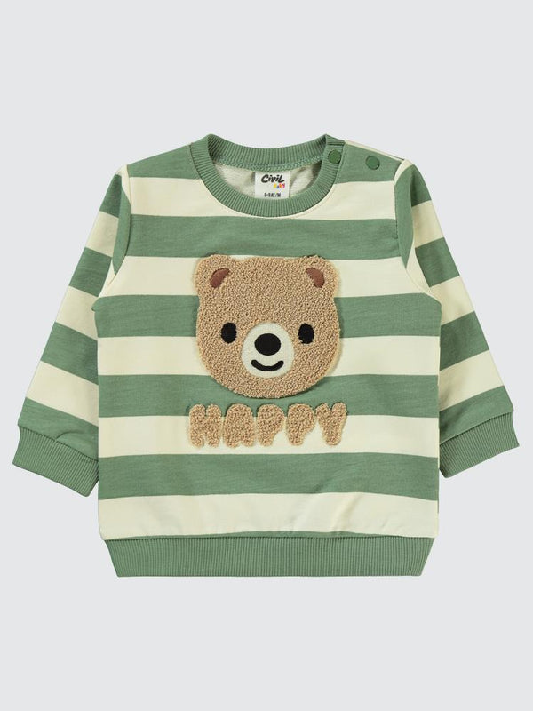 Civil Baby Çizgili 6-18 Ay Sweatshirt - Haki