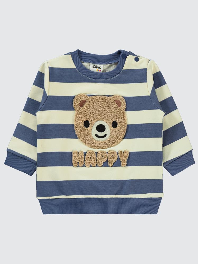 Civil Baby Çizgili 6-18 Ay Sweatshirt - Mavi