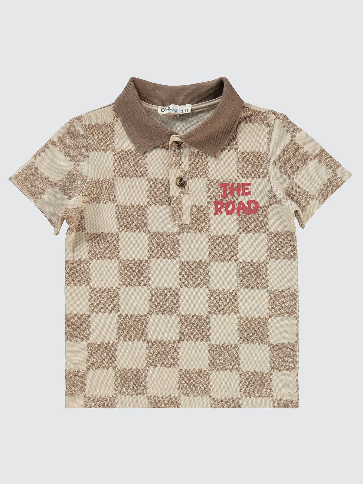 Civil Boys Dama Desenli The Road Baskılı 2-5 Yaş Tişört - Bordo