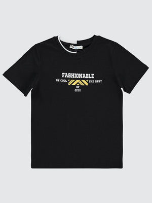 Civil Boys Chıcago Baskılı 10-13 Yaş Tişört - Siyah