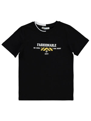 Civil Boys Chıcago Baskılı 6-9 Yaş Tişört - Siyah