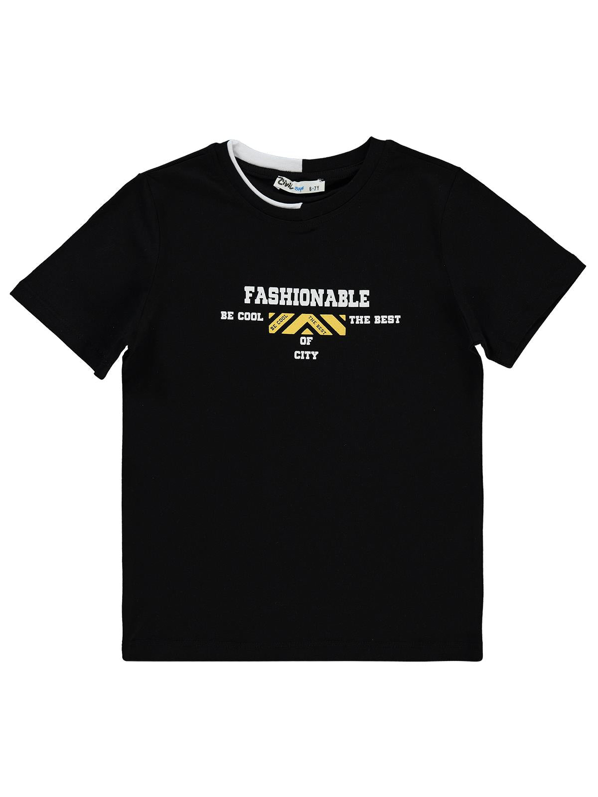 Civil Boys Chıcago Baskılı 6-9 Yaş Tişört - Siyah