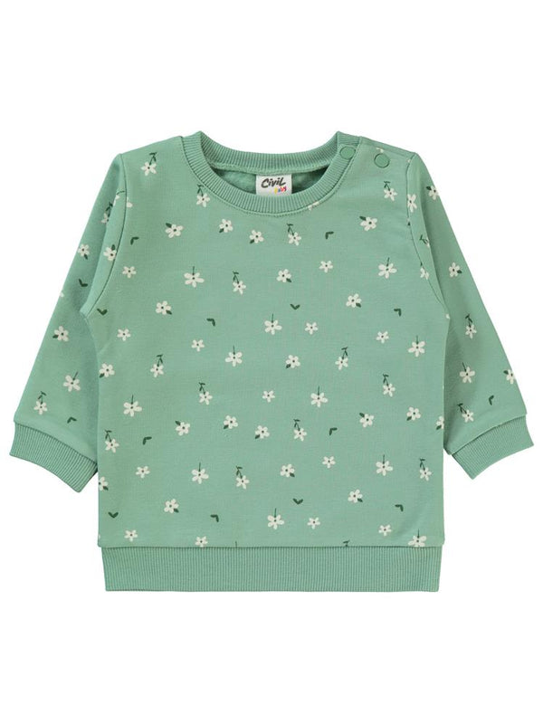 Civil Baby Çiçek Empirmeli 6-18 Ay Sweatshirt - Yeşil