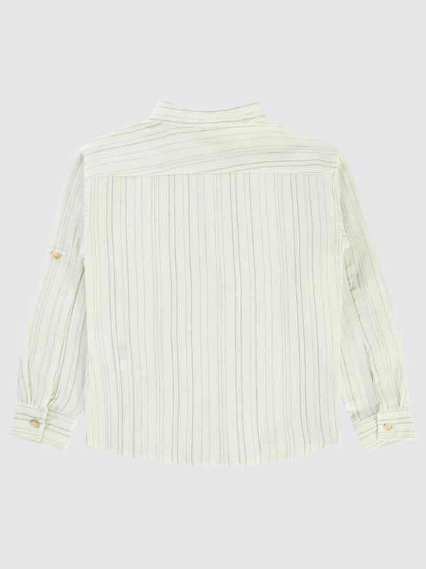 Civil Boys Çizgili Yarım Patlı 10-13 Yaş Gömlek - Haki