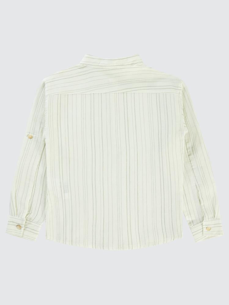 Civil Boys Çizgili Yarım Patlı 10-13 Yaş Gömlek - Haki