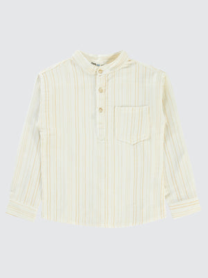 Civil Boys Çizgili Yarım Patlı 10-13 Yaş Gömlek - Hardal