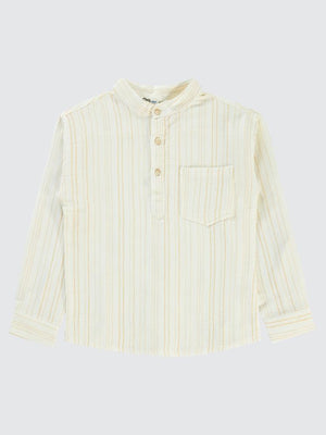 Civil Boys Çizgili Yarım Patlı 10-13 Yaş Gömlek - Hardal