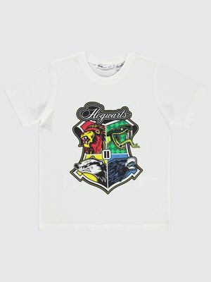 Hogwarts Logo Baskılı 10-13 Yaş Tişört - Ekru