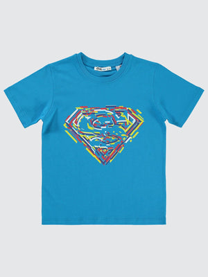 Superman Logo Baskılı 10-13 Yaş Tişört - Mavi