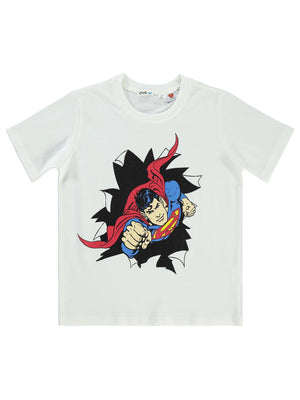 Superman Baskılı 6-9 Yaş Tişört - Ekru