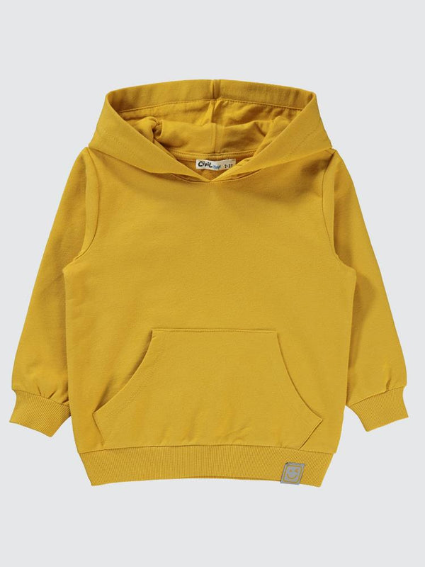 Civil Boys Qr Kod Etiketli Kapşonlu 2-5 Yaş Sweatshirt - Hardal