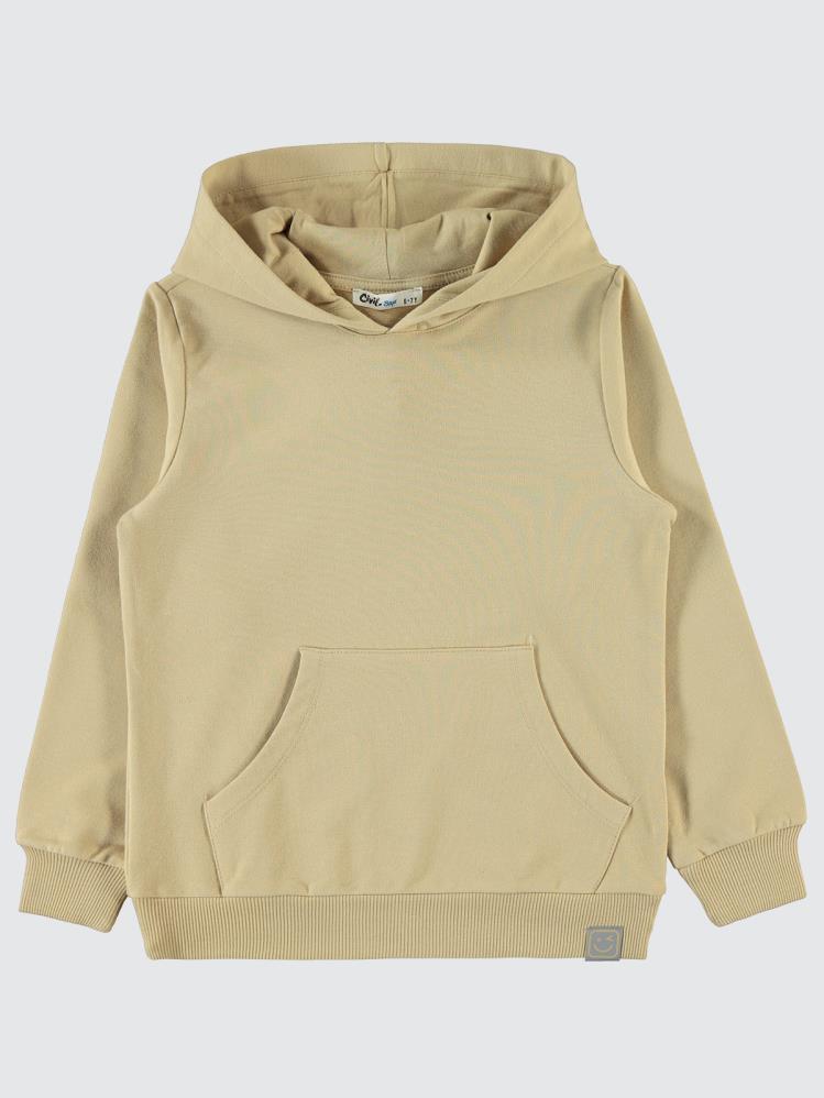 Civil Boys Qr Kod Etiketli Kapşonlu 10-13 Yaş Sweatshirt - Bej