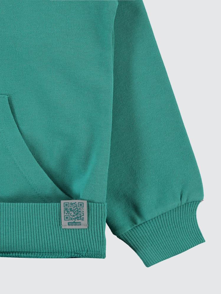 Civil Boys Qr Kod Etiketli Kapşonlu 10-13 Yaş Sweatshirt - Yeşil