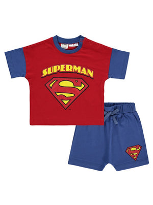 Pelerinli Superman Baskılı 6-18 Ay Takım - Kırmızı