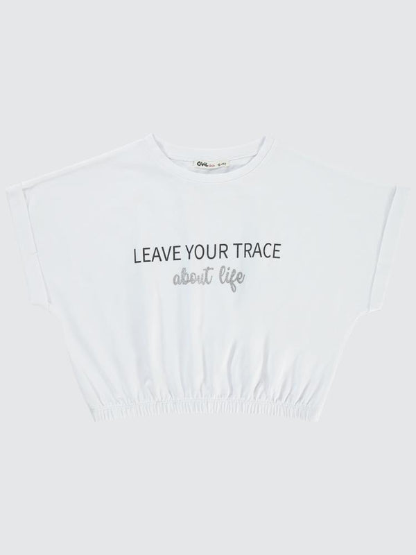Civil Girls Leave Your Trace Baskılı 10-13 Yaş Tişört - Beyaz