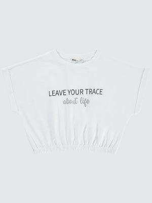Civil Girls Leave Your Trace Baskılı 10-13 Yaş Tişört - Beyaz