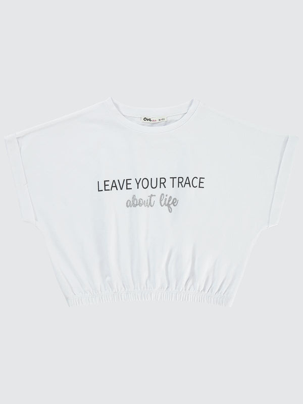 Civil Girls Leave Your Trace Baskılı 10-13 Yaş Tişört - Beyaz
