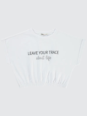 Civil Girls Leave Your Trace Baskılı 10-13 Yaş Tişört - Beyaz