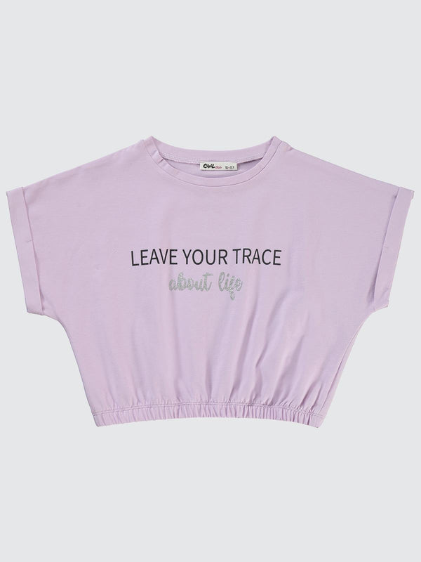 Civil Girls Leave Your Trace Baskılı 10-13 Yaş Tişört - Lila