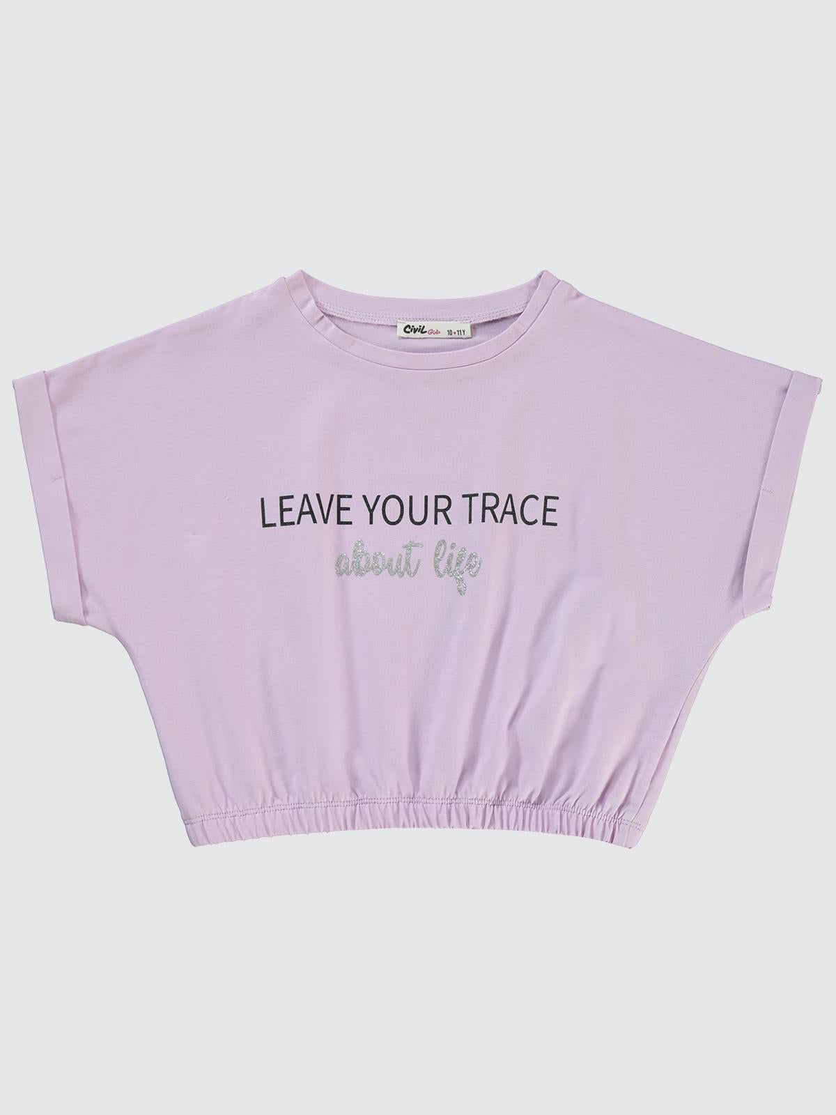 Civil Girls Leave Your Trace Baskılı 10-13 Yaş Tişört - Lila