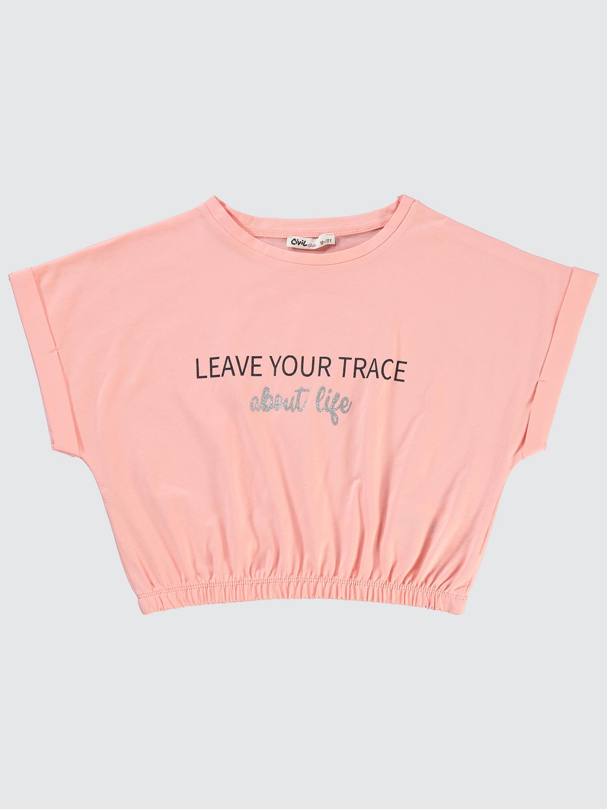 Civil Girls Leave Your Trace Baskılı 10-13 Yaş Tişört - Kırmızı