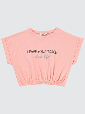 Civil Girls Leave Your Trace Baskılı 10-13 Yaş Tişört - Kırmızı