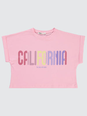 Civil Girls California Baskılı 6-9 Yaş Tişört - Pembe