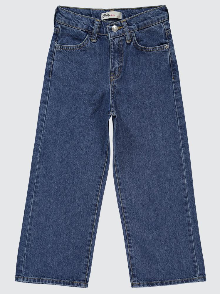 Civil Girls Kesik Paça 10-13 Yaş Pantolon - Mavi